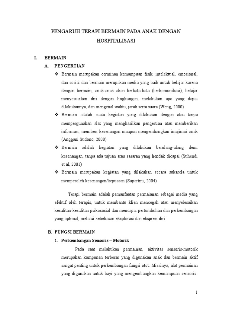 Terapi Bermain Anak Saat Hospitalisasi