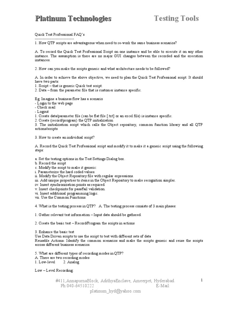 QTP Faq S | PDF | Regular Expression | Automation