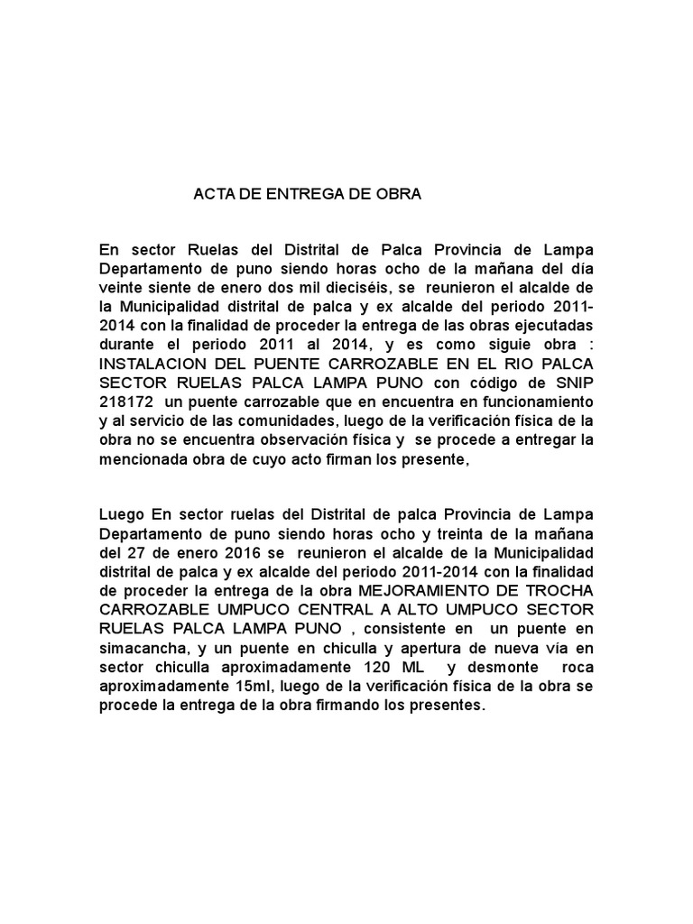 Acta de Entrega de Obra 20  Mayor  Water Management