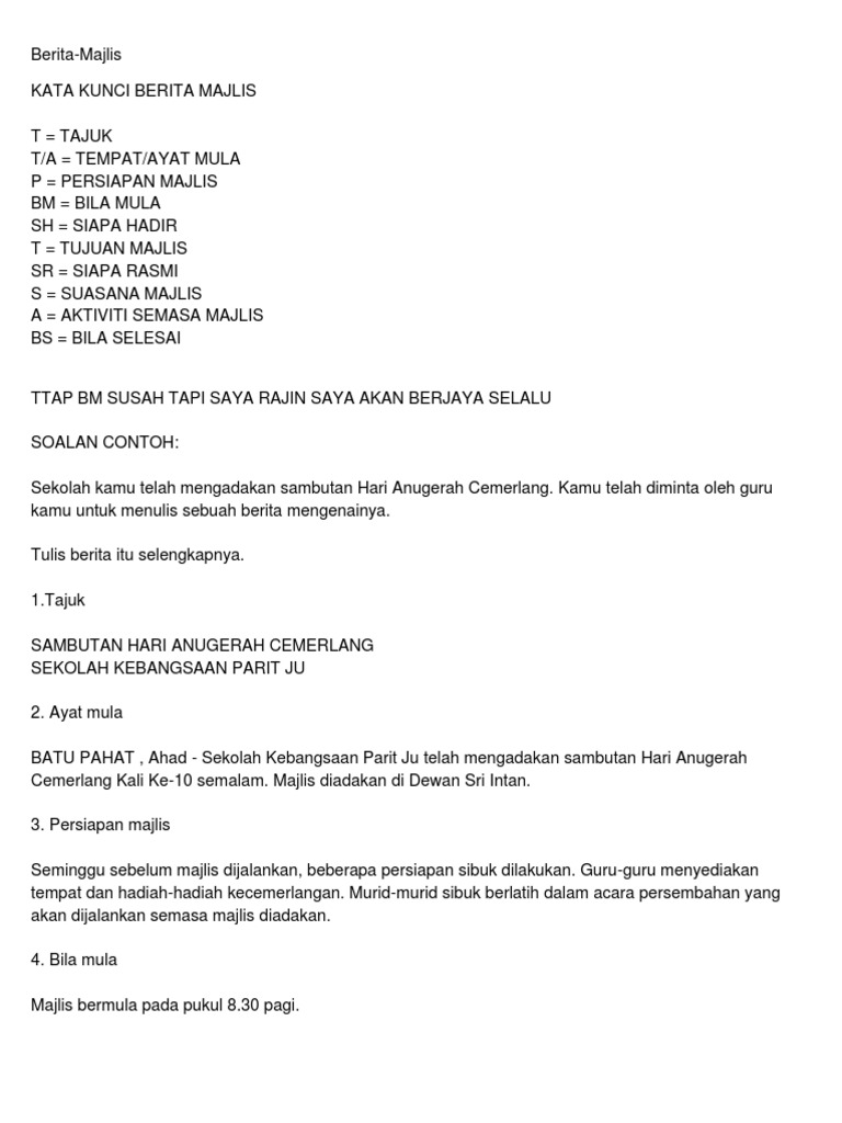 Contoh Karangan Upsr