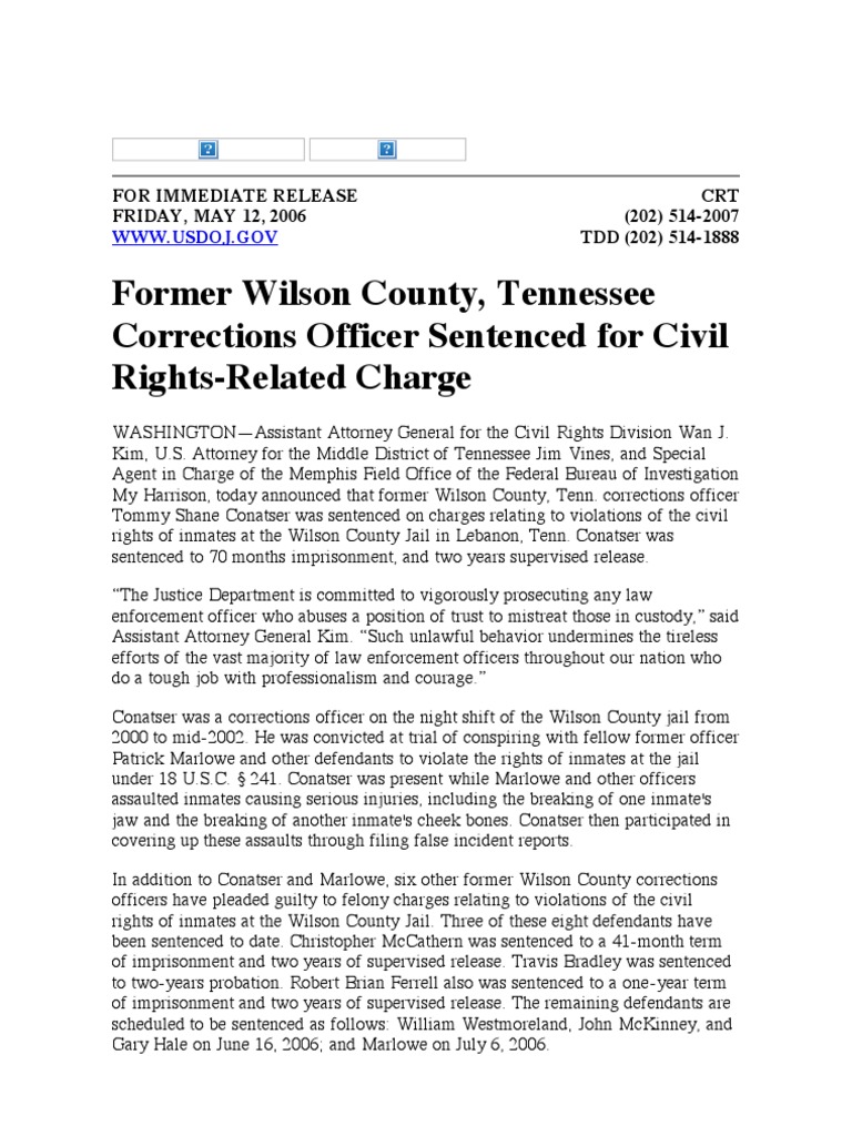 US Department of Justice Official Release 0200206 CRT 289 PDF