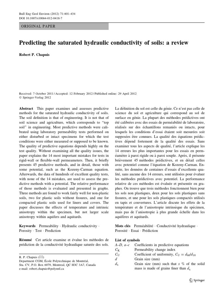 Predicting The Saturated Hydraulic Conductivity | PDF | Soil Mechanics ...