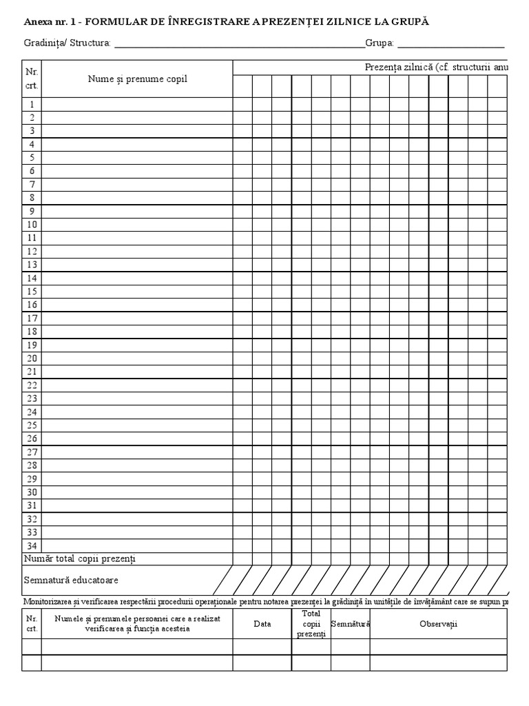 Formular Prezenta Zilnica 2 Pag A4