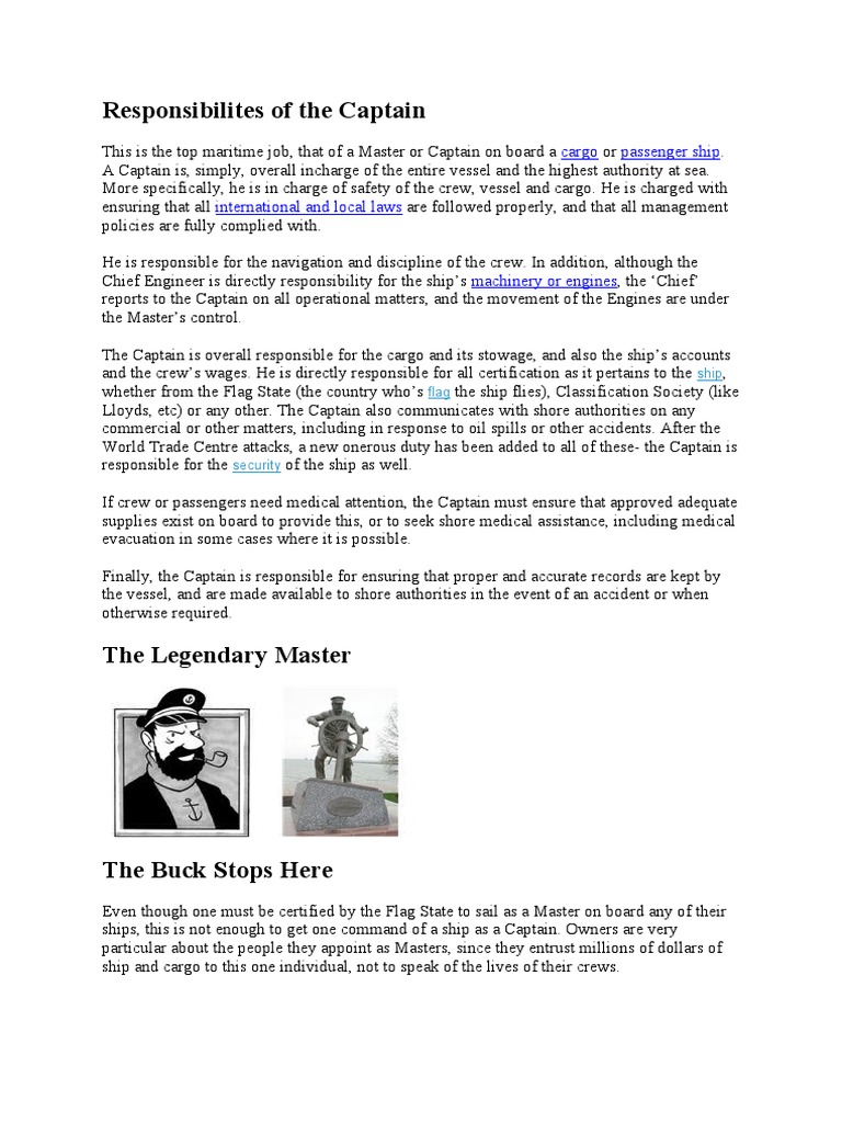 Duties of a Ship Captain | PDF | Sea Captain | Ships