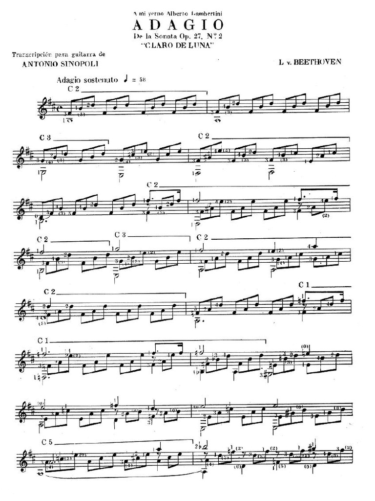 Al Chiaro Di Luna Beethoven Spartito
