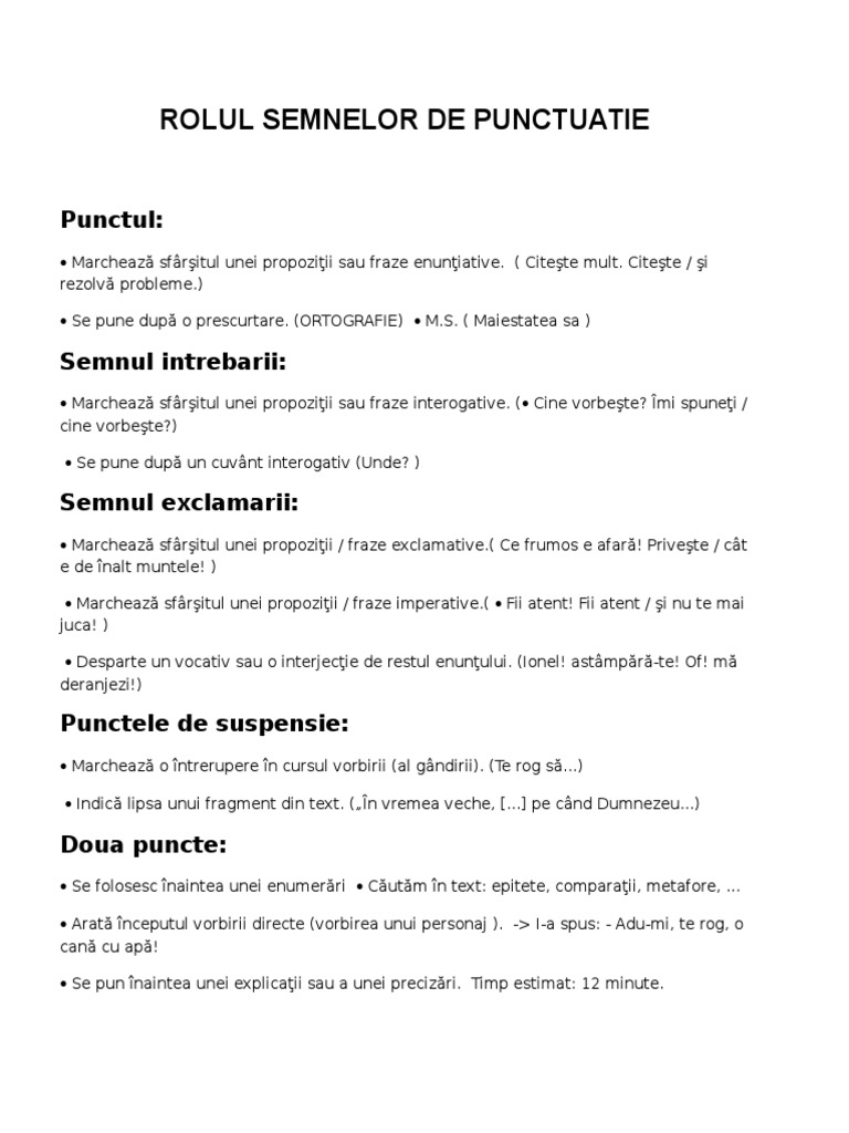 Rolul Semnelor de Punctuatie | PDF