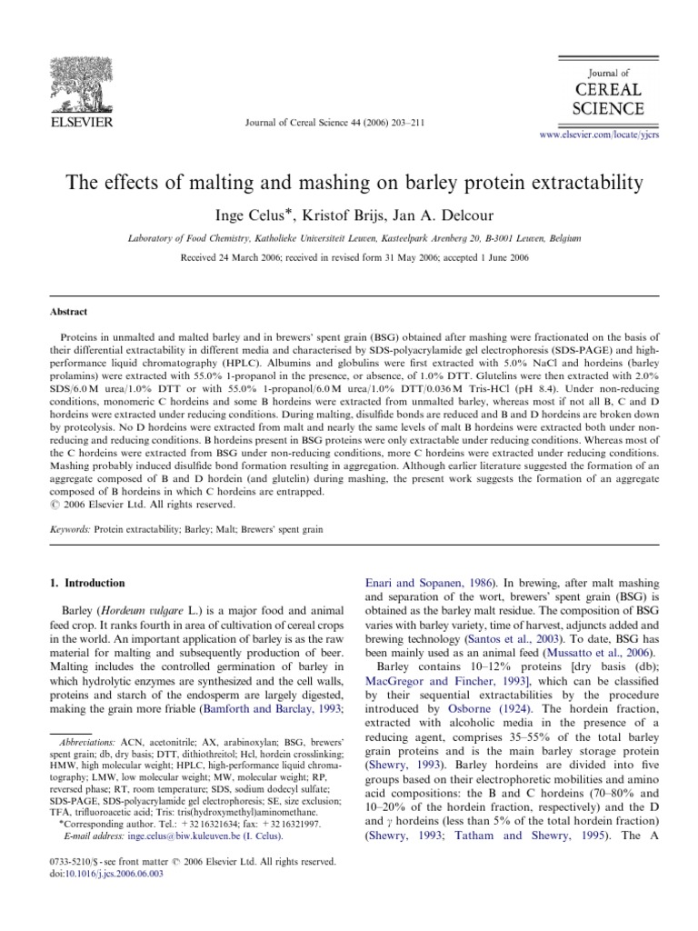 Enzymes in Brewing PDF Malt Brewing