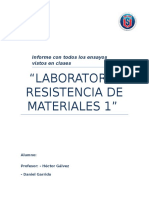Informe Final ResisLABORATORIO RESISTENCIA DE MATERIALES 1tencia de Materiales 1