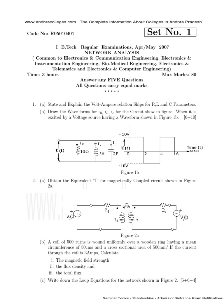r05010401 Network Analysis | PDF | Network Analysis (Electrical