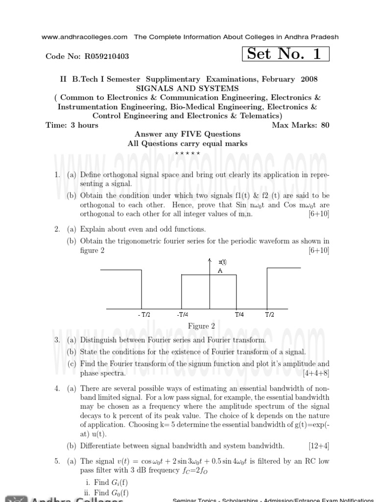 08r059210403 Signals and Systems | PDF | Spectral Density | Fourier Series
