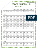 Long Vowel Sounds - A: Word List