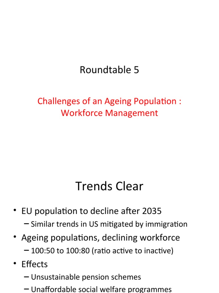 Roundtable 5: Challenges of An Ageing Population: Workforce Management ...