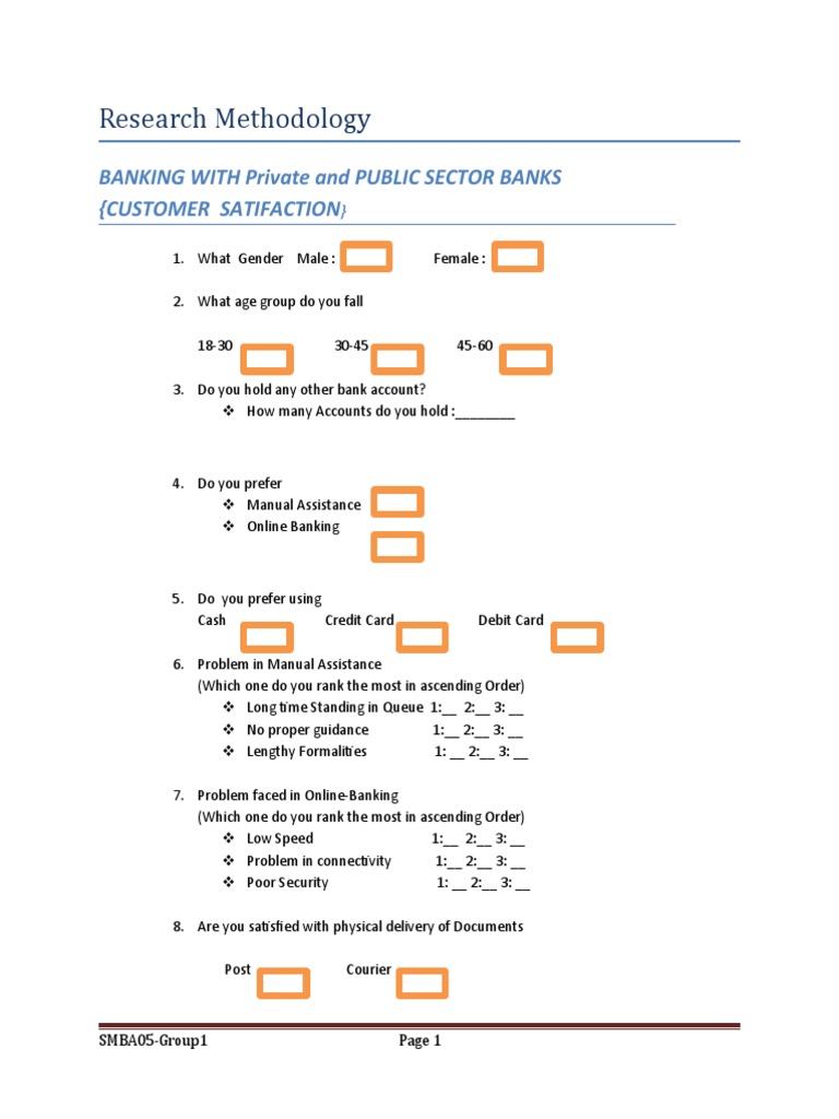 Research Methodology - Questionaire Group1 | PDF | Banking | Financial ...