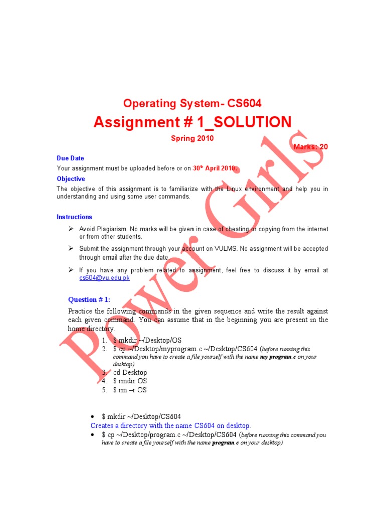 Spring 2010 - CS604 - 1 - Solution | PDF | Directory (Computing ...