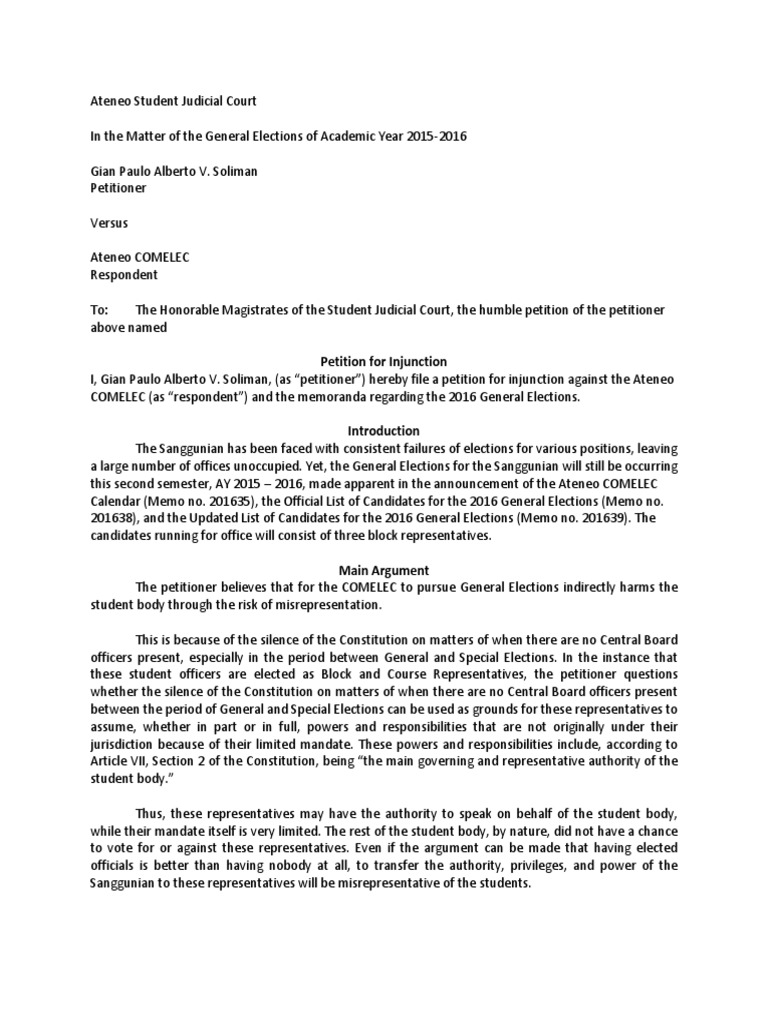 Petition For Injunction | PDF | Judiciaries | Government Information