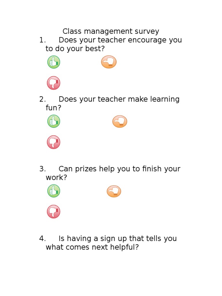 Class Management Survey Questions | PDF | Career & Growth