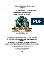 Taller de Grado Diseño de Una Red de F.O Con Tecnologia Gpon para La Zona Del Urubo Abel Ut