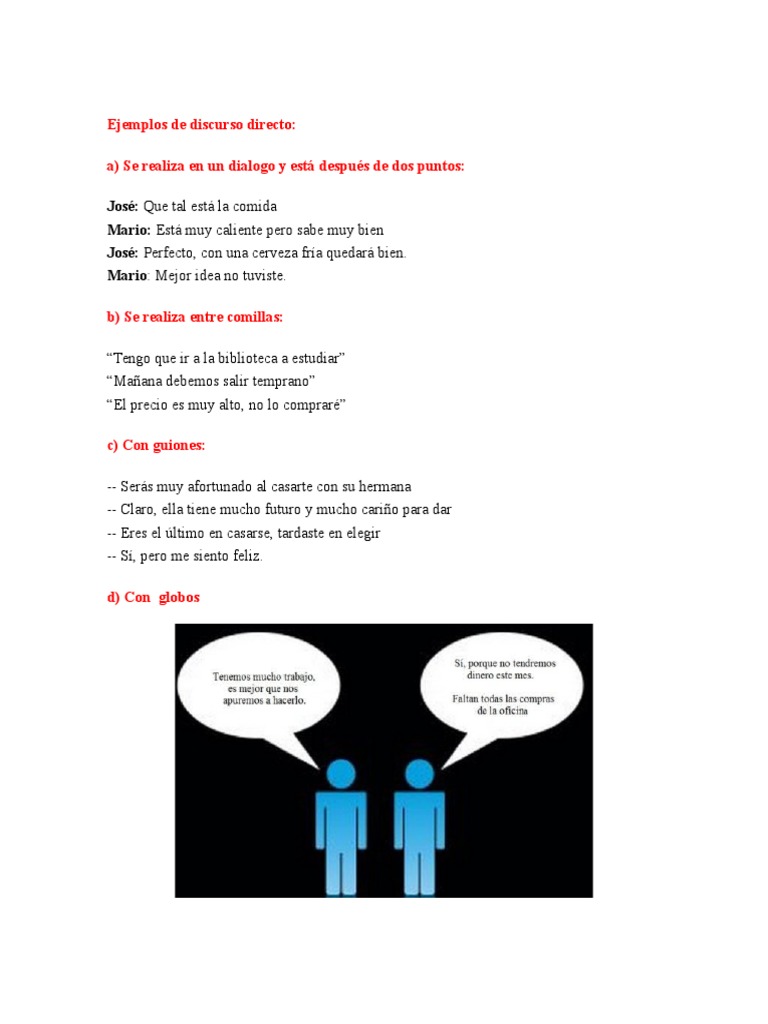 Ejemplos de Discurso Directo