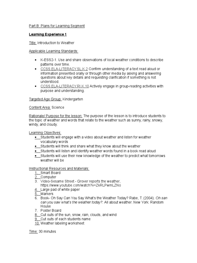 Grade 1 Weather Lesson Plans | PDF | Weather | Educational Assessment