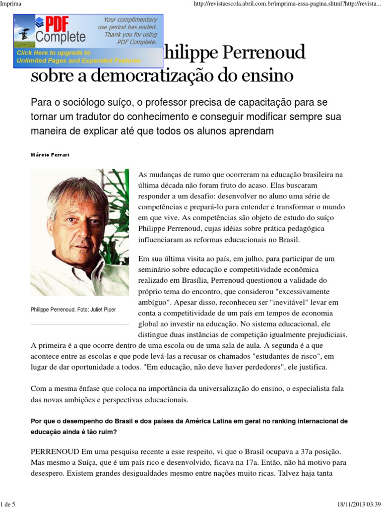 Perrenoud. Entrevista À Nova Escola. | PDF | Pedagogia | Professores