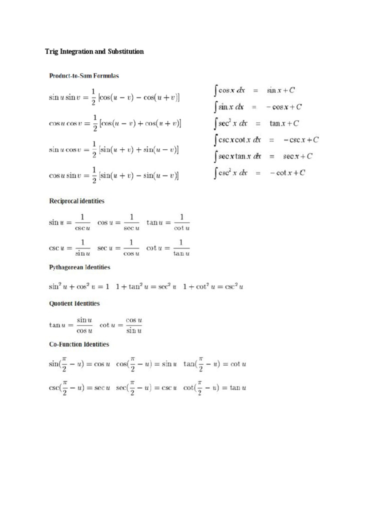 Trigonometric Integration Techniques | PDF | Business