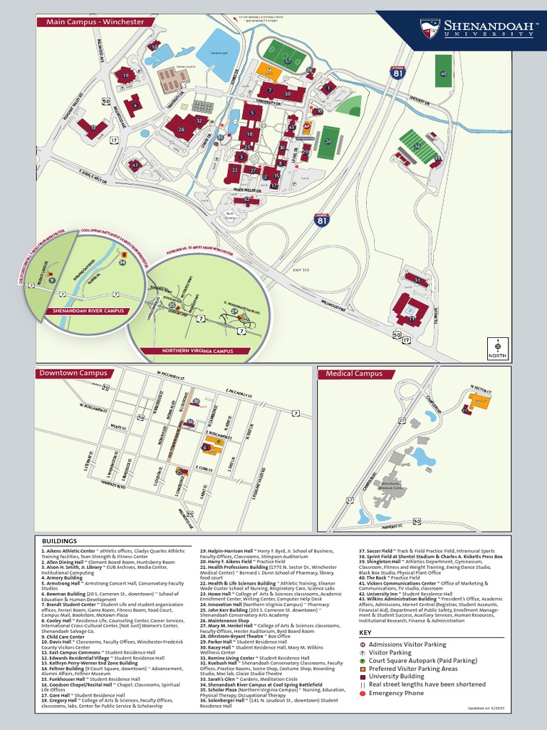 Shenandoah University Campus Map Su Campus Map April 2015 Web | Pdf
