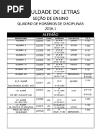 Horários 2016 Letras