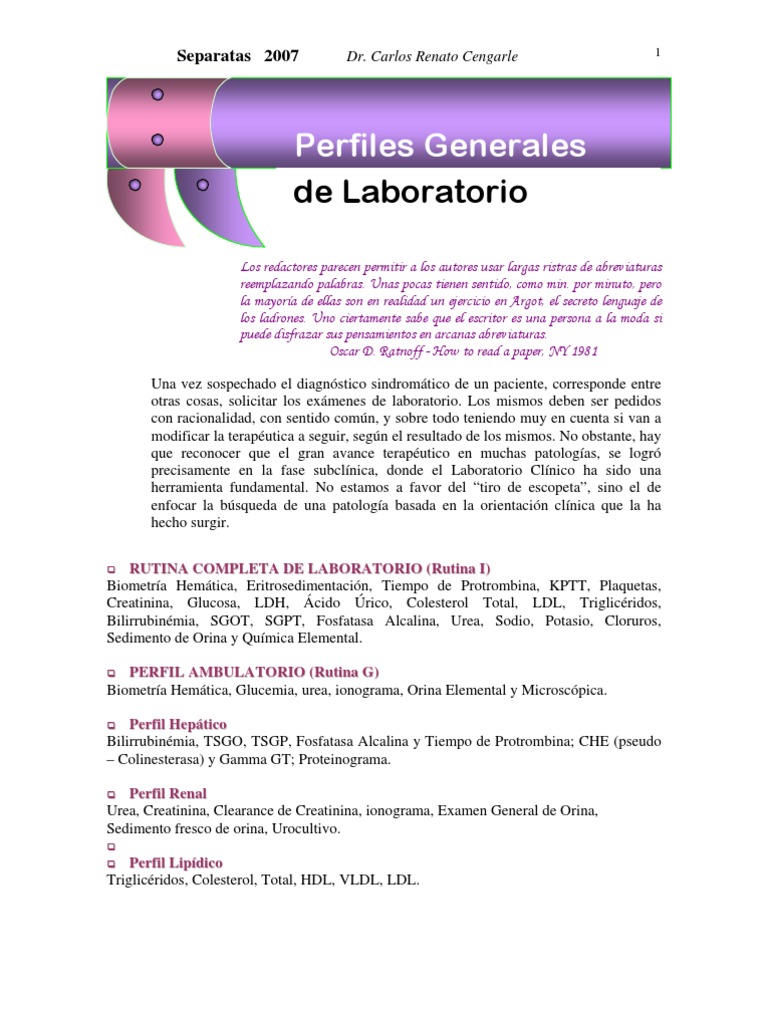 Perfiles de Laboratorio y Marcadores Tumorales | PDF | Lupus ...