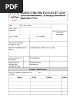 Institute of Quantity Surveyors Sri Lanka: Graduate Membership Qualifying Examination Application Form