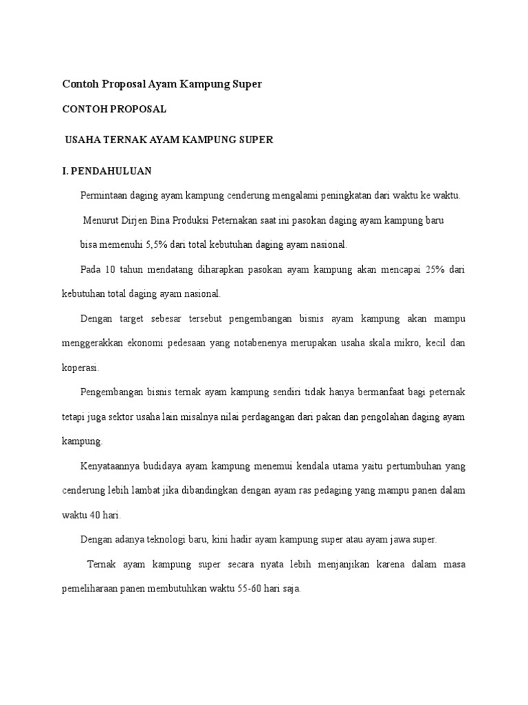 Contoh Proposal Ayam Kampung Super