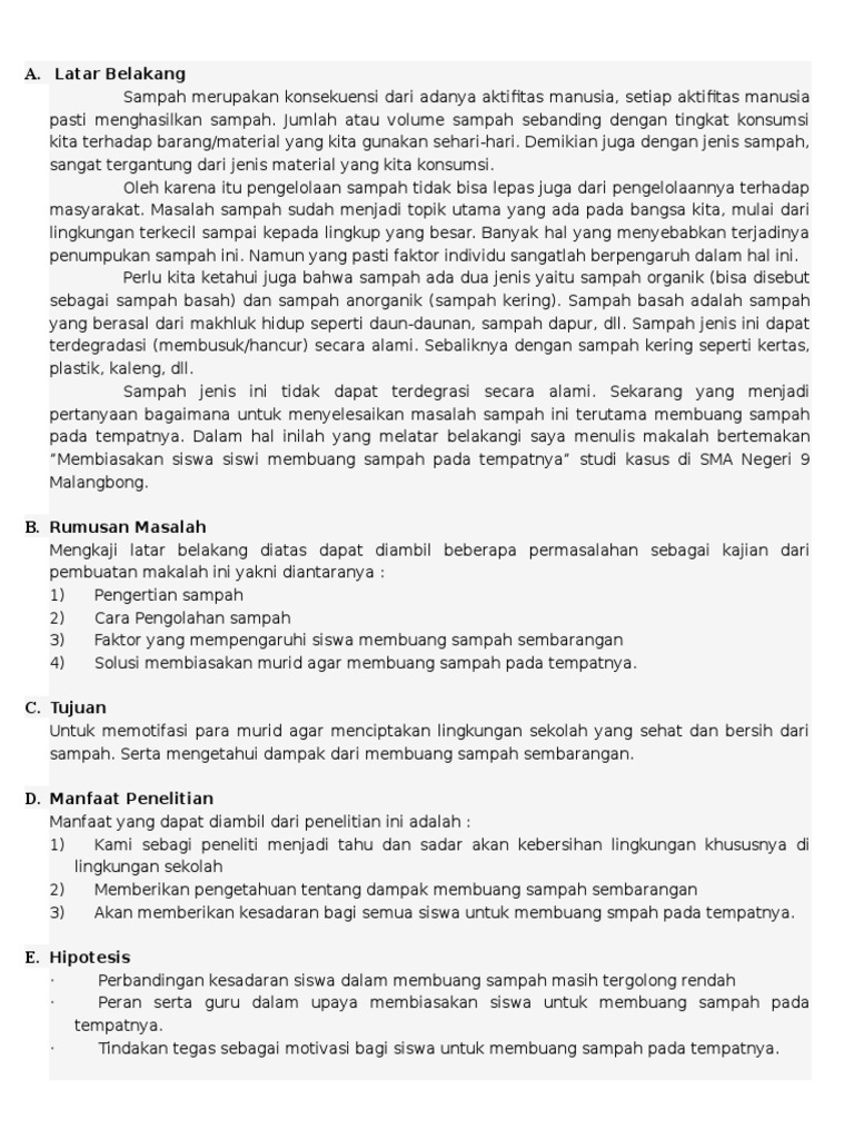 39++ Contoh proposal karya ilmiah tentang kebersihan lingkungan sekolah info
