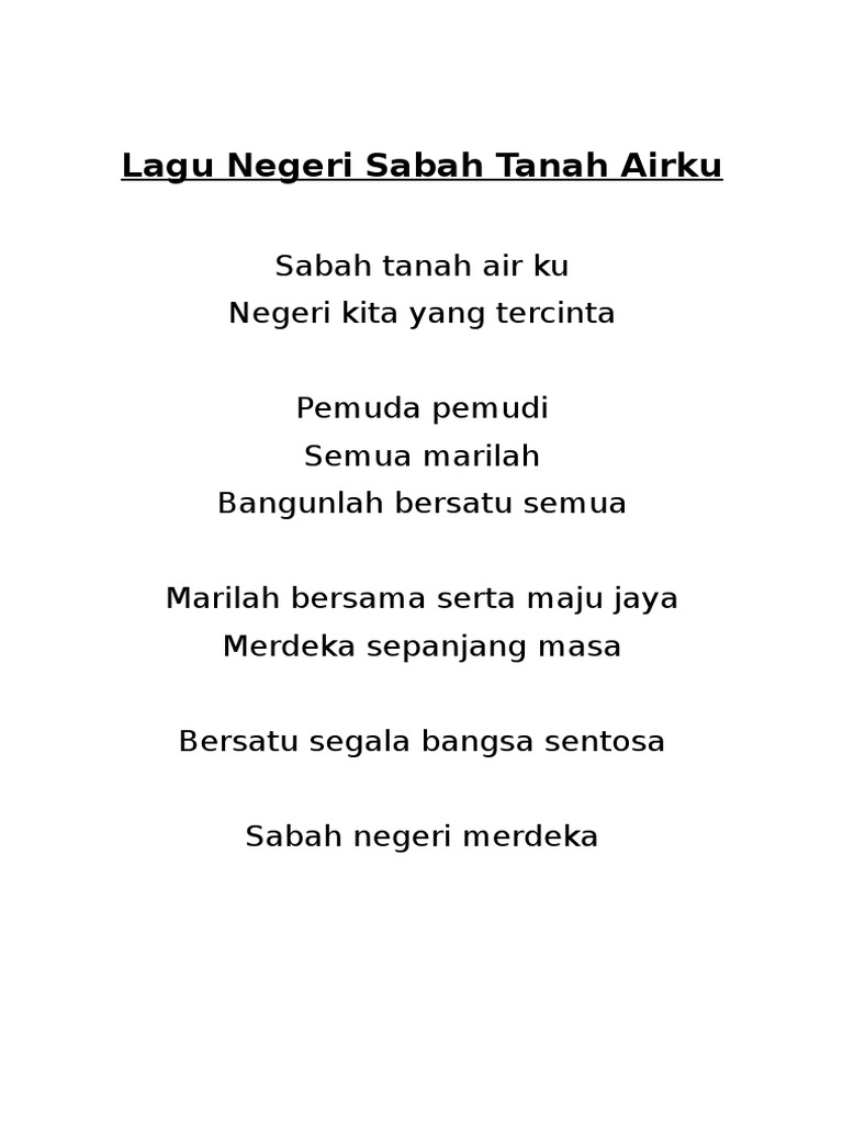 Lirik Lagu Negeri Sabah