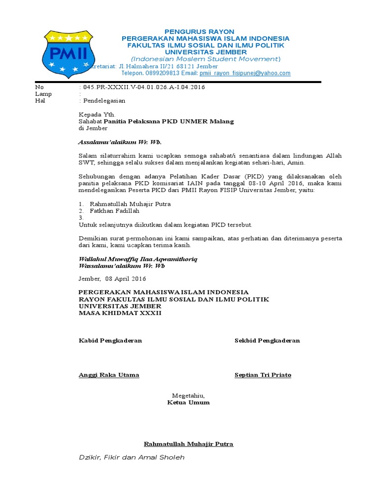 Contoh Surat Rasmi Pkd