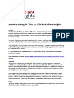 Iron Ore Mining in China To 2020 by Radiant Insights: Synopsis