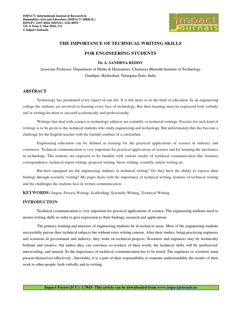 The Importance of Technical Writing Skills For Engineering Students ...