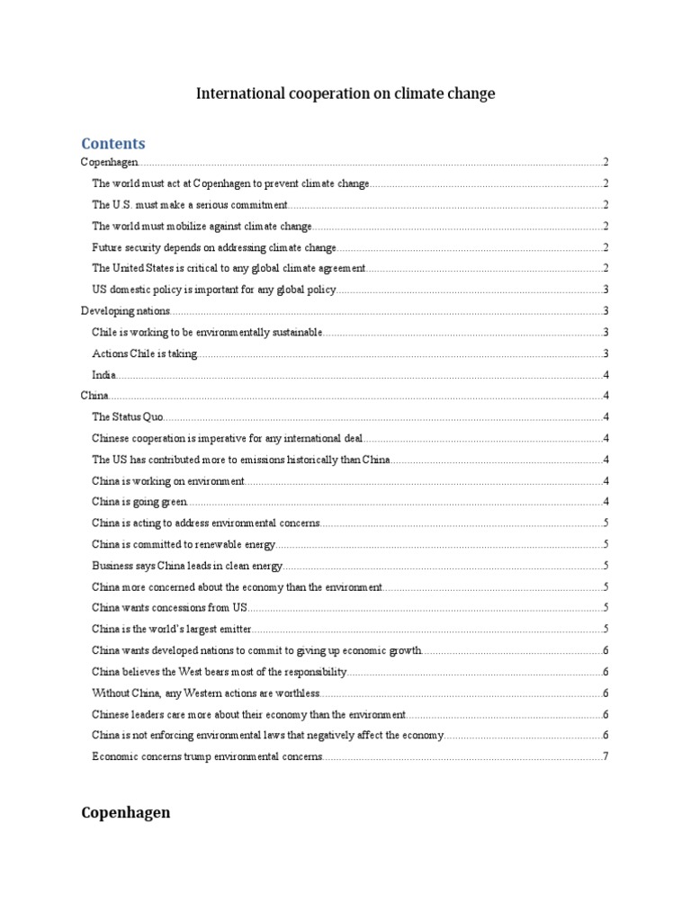 International Cooperation On Climate Change | PDF | Climate Change ...