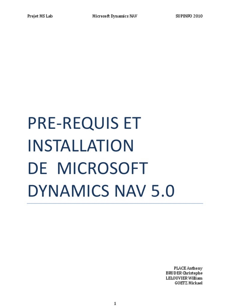 Guide d'installation Dynamics NAV 5.0 | PDF | Windows Server 2003 ...