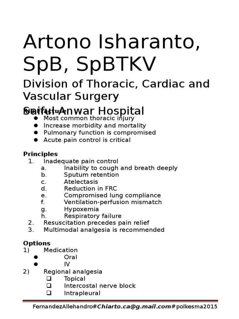 Rib Fracture Analgesic Pain Management
