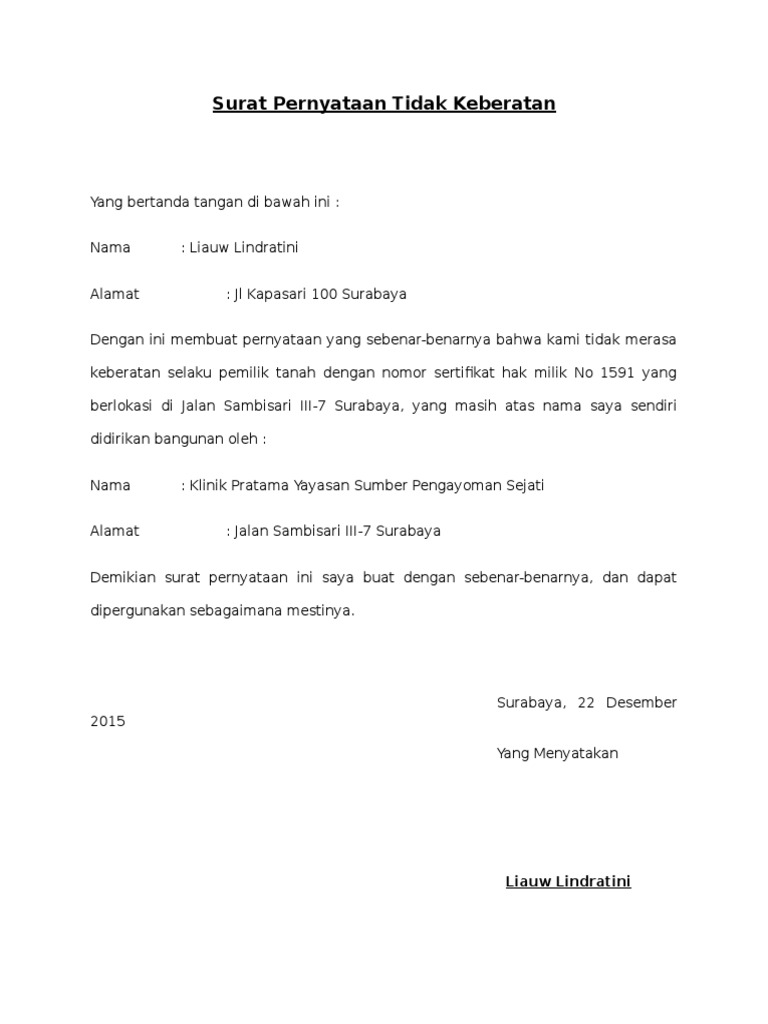 Contoh Surat Pernyataan Tempat Usaha