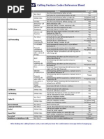 Telephone Call Feature Codes