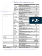 Telephone Call Feature Codes