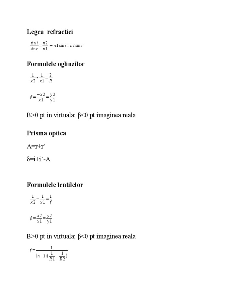 Formule Fizica Liceu Clasa A 9 A Semestrul 1