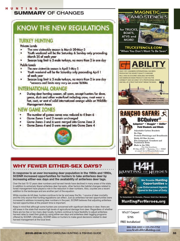 South Carolina Hunting Regulations | PDF | Hunting | Shotgun