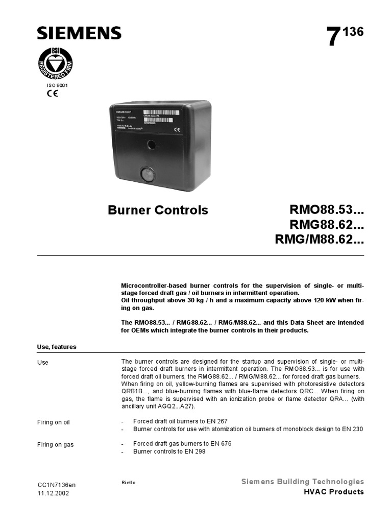 RMO-RMG Burner Controller | PDF | Direct Current | Alternating Current