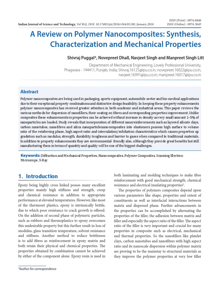 Polymer Nanocomposites Review | PDF | Nanocomposite | Composite Material