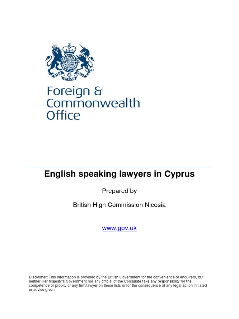 Cyprus Lawyers Translators Template PDF Bar Association Law