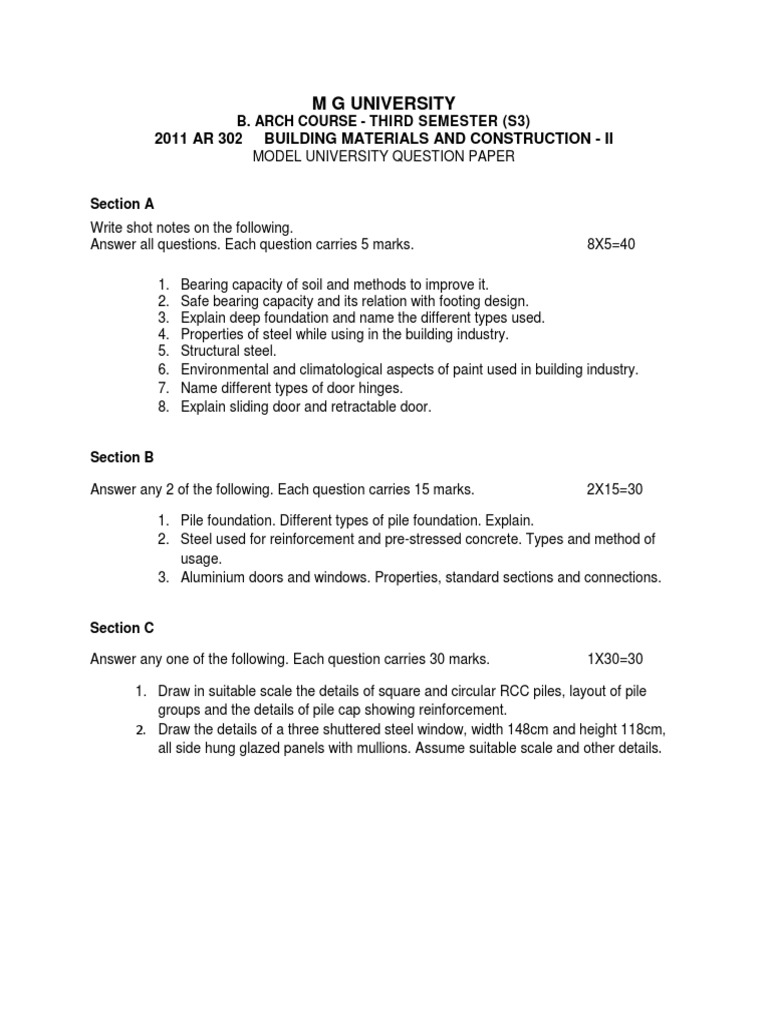 BMC Construction Exam Model Paper | PDF | Art | Science & Mathematics
