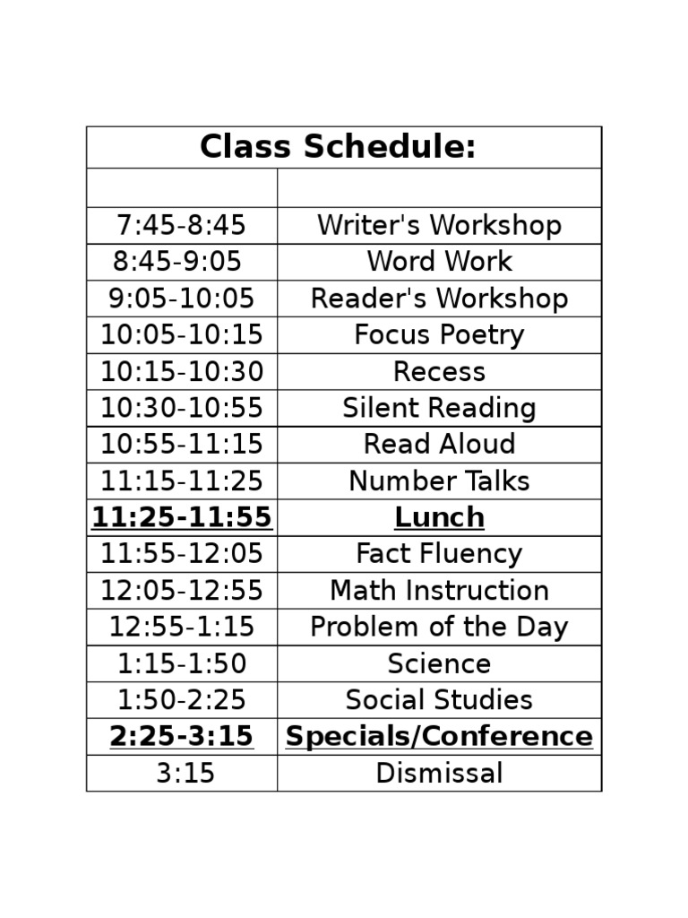 Class Schedule | PDF | Language Arts & Discipline | Foreign Language ...