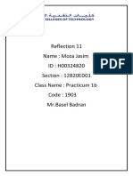 Reflection 11 Name: Moza Jasim ID: H00324820 Section: 12B20ED01 Class Name: Practicum 1b Code: 1903 MR - Basel Badran
