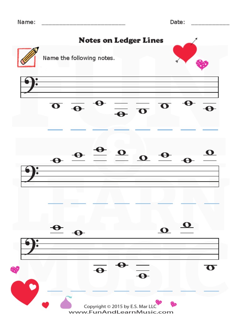 Notes On Ledger Lines: Name: - Date | PDF